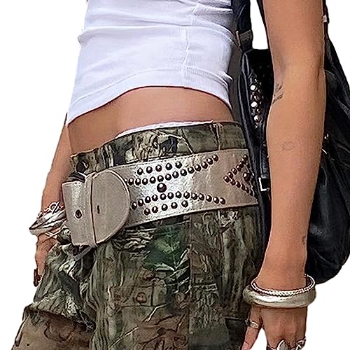 Women Belt For Jeans Pin Buckle Waist Belt Punk-Style Rivet Studded Pants Belt Lady Clothing Accessories Casual Belt