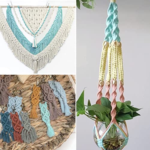 Image of jijAcraft Macrame Cord,3mm x 328 Feet Cotton Macrame Cord,Colored Cotton Cord Macrame Supplies,Macrame Rope Craft Twine String for Macrame & Knitting,Plant Hangers,Wall Hanging,Craft (Sky Blue)