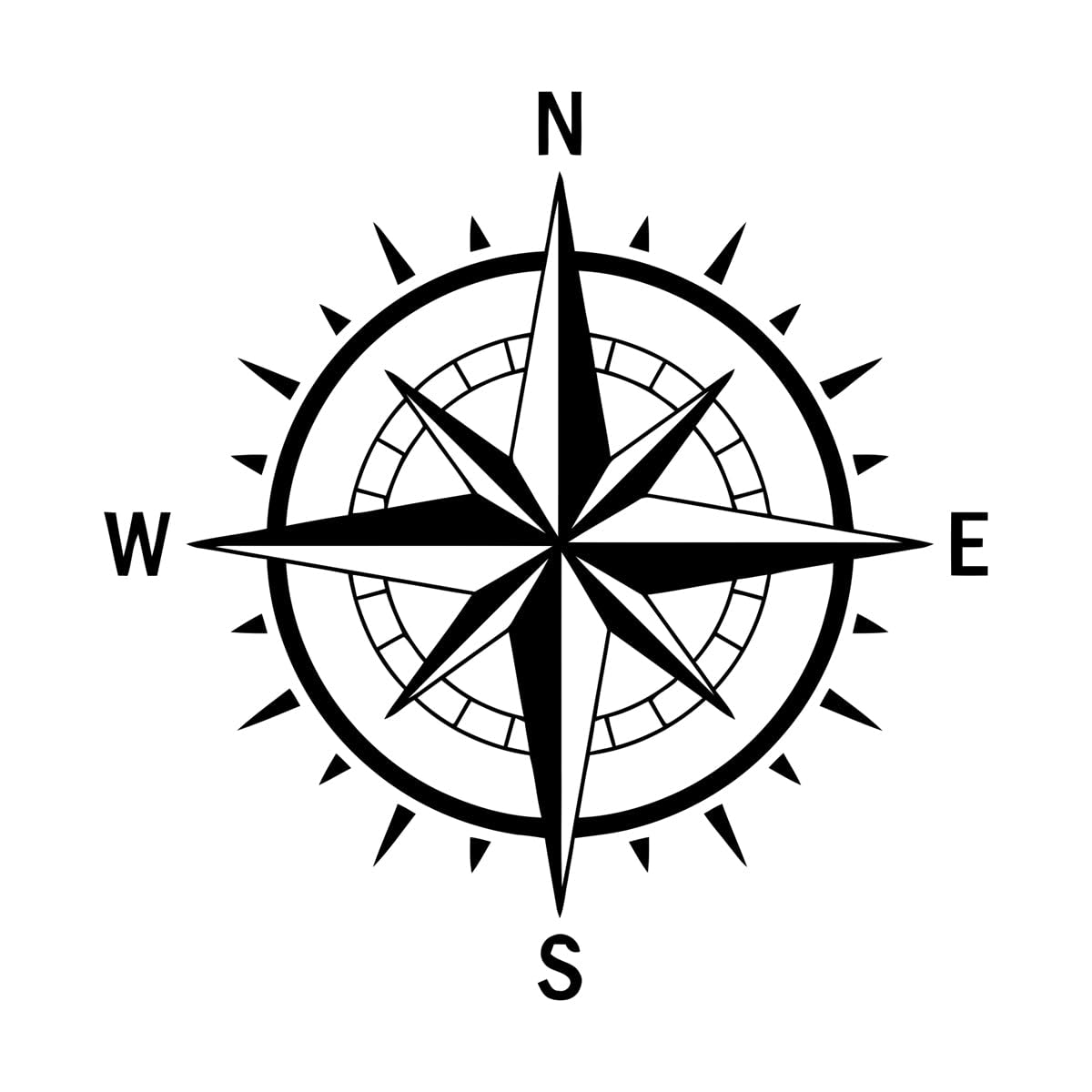 Zooan Vinyl Art Stickers Zz1974 Lettering Decals Compass Navigation Learning Lakes 36X36cm Personalized Customization Small Black