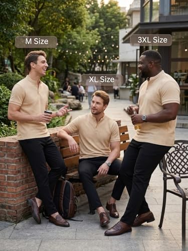 Image of Leriya Fashion Men's Textured Mandarin Collar T-Shirt | Premium Casual Polo Style T Shirt for Men | Smart Casual Office, Party &Everyday Wear