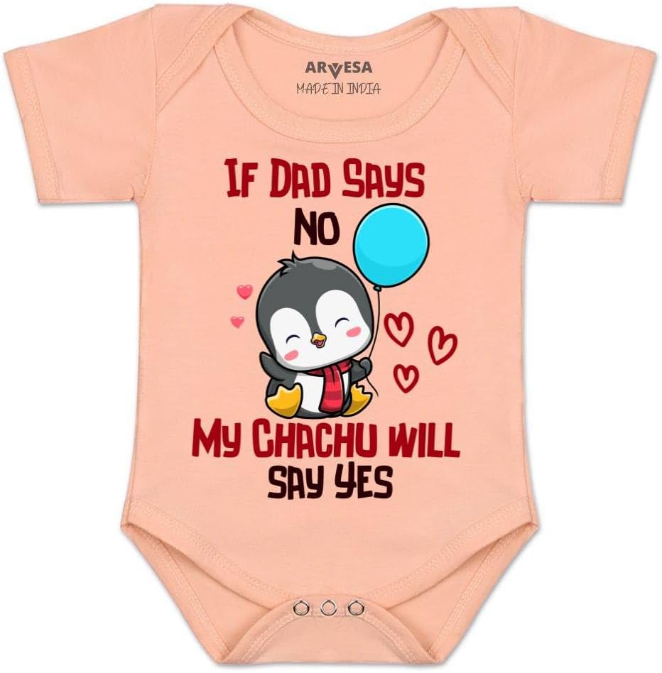 ARVESA Chachu Ki Ladli R-1173 Chachu Bodysuit, Sleepsuits, Rompers For New Born Baby Clothes 0-3 Months Unisex Stylish Dress For Baby Boy & Girl, Newborn Infant Outfit