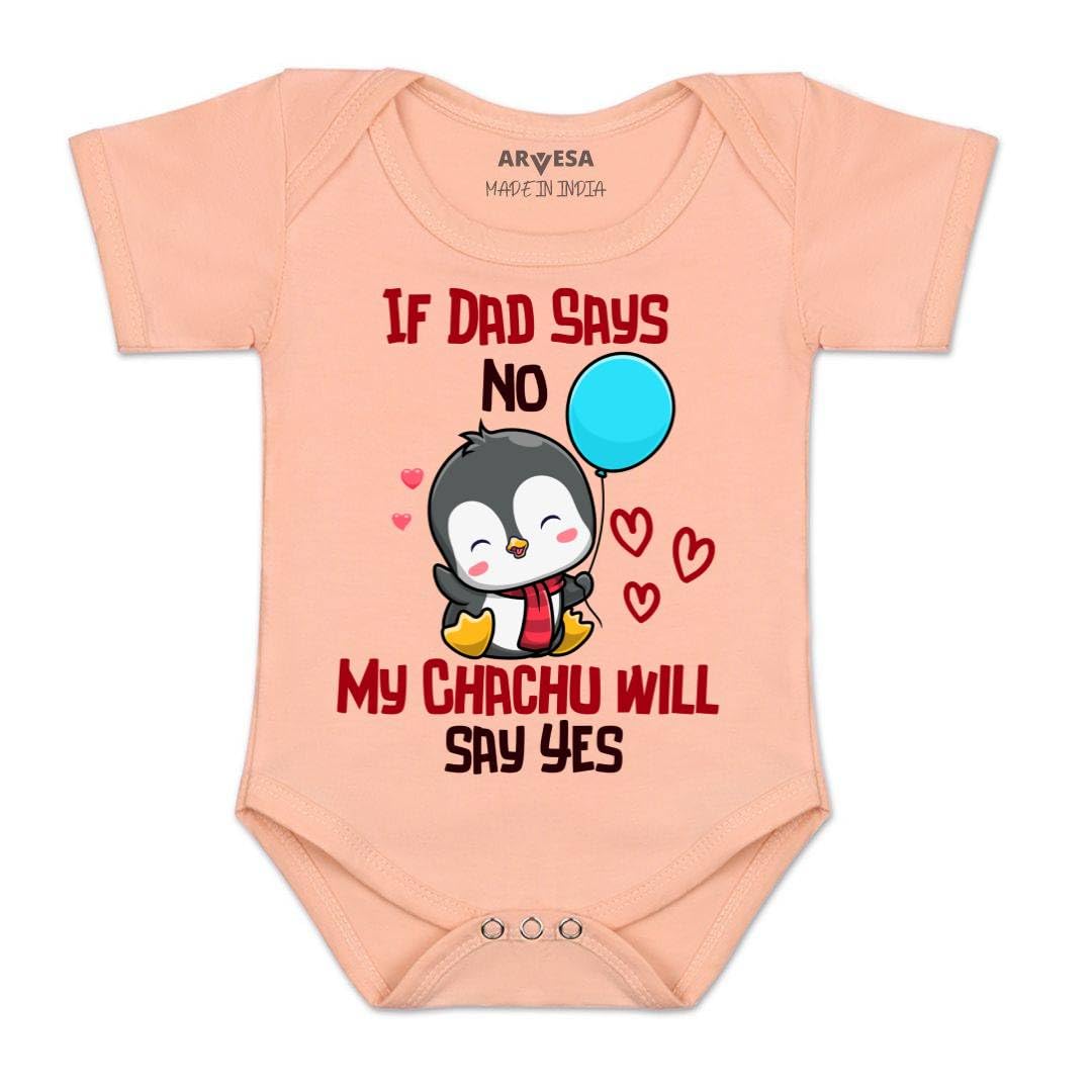 ARVESA Chachu Ki Ladli R-1173 Chachu Bodysuit, Sleepsuits, Rompers For New Born Baby Clothes 0-3 Months Unisex Stylish Dress For Baby Boy & Girl, Newborn Infant Outfit