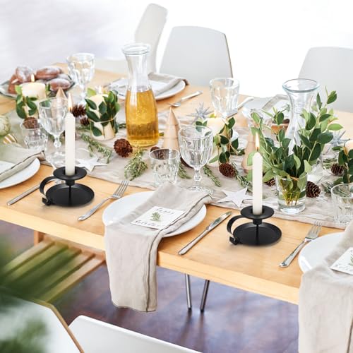 Taper Candle Holders, 2 Count Candlestick Holders, Black Candle Holder Decor - Image 5