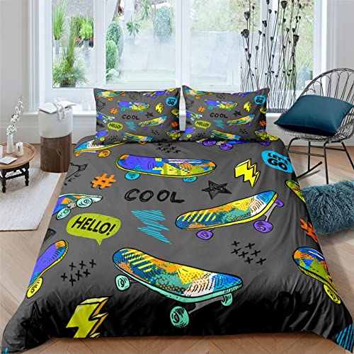 POKENE Girl Duvet Cover With 2 Pillowcases 3D Printed Color Scooter Bedding Set With Zipper Closure Unique Design - Skin Friendly And Breathable Duvet Cover - Single 135X200 Cm - Hypoallergenic