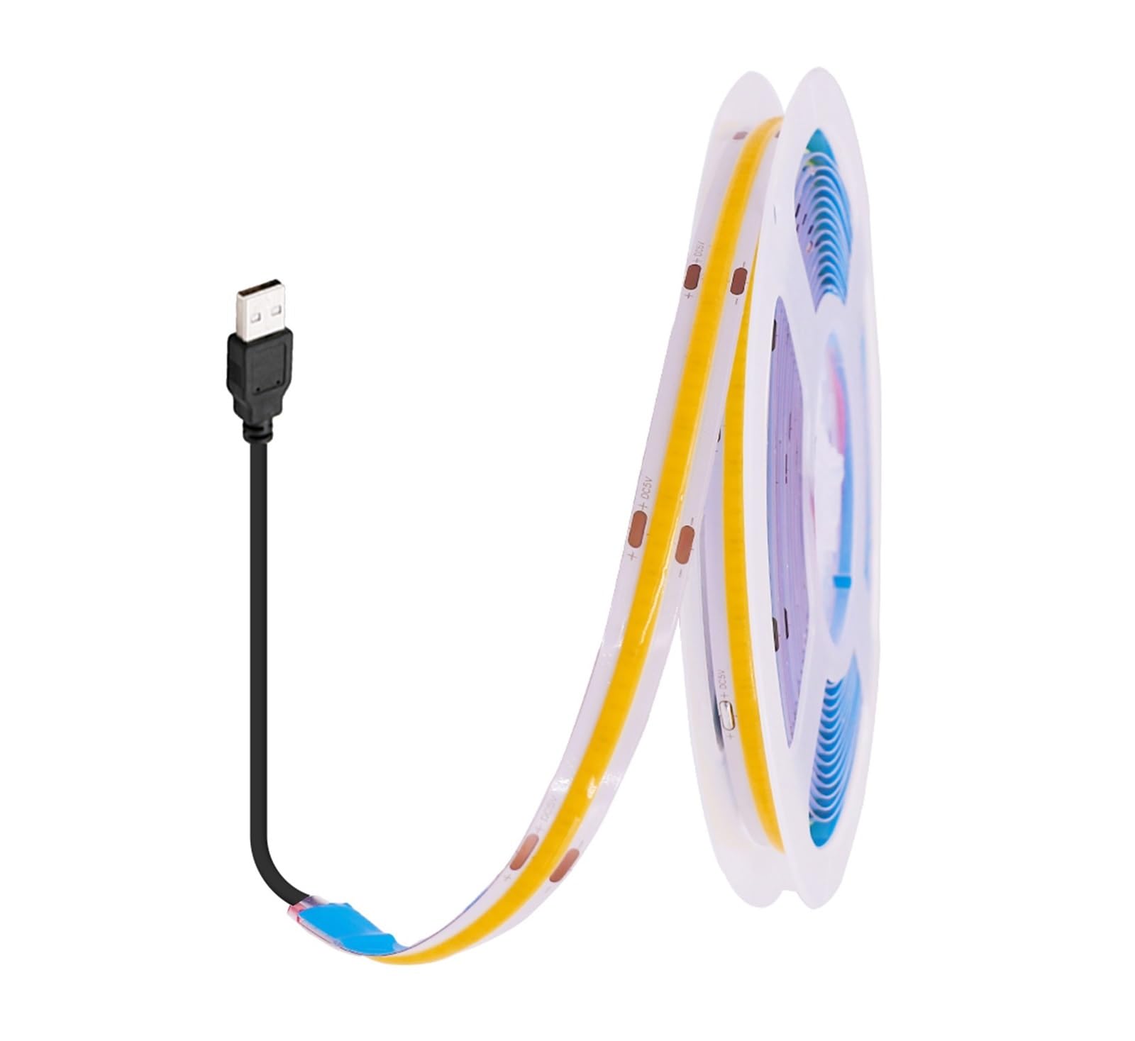 wenwendianzi USB COB LED Strip 3mm 5mm 8mm Width 12V 320LEDs Flexible LED Strip Light with Adhesive High Density Linear Lighting(White,5V 8MM USB WIRE_3M)