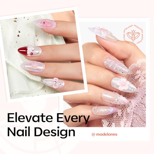 Image of modelones 2Pcs Clear 3D Gel Nail Art, Sculpting Molding Builder Gel Nail Glue for Charms Gems Chrome Powder Rhinestone No Wipe Squeeze Tube DIY & Salon Use 15g*2