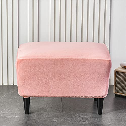 Highdi Ottoman Cover Rectangle Velvet Spandex, Stretch Footstool Slipcover, Stool Protector Cover with Elastic Bottom, Dustproof Removable Washable Footrest Pouffe Covers (pink,1pc) - Cosy Home Interiors Highdi Ottoman Cover Rectangle Velvet Spandex, Stretch Footstool Slipcover, Stool Protector Cover with Elastic Bottom, Dustproof Removable Washable Footrest Pouffe Covers (pink,1pc) - Image 3