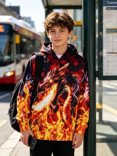 Image of Belovecol Boys Hoodies 3D Printed Hooded Sweatshirts with Pocket for 6-16Y
