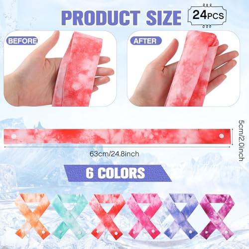 Image of Hanaive 24 Pcs Tie Dye Cooling Neck Wraps with Button