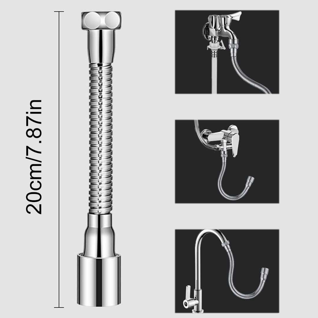 1 PezzoRubinetto Prolunga 20cm Girevole, Tubo in Acciaio Inossidabile per Lavello Cucina e Bagno