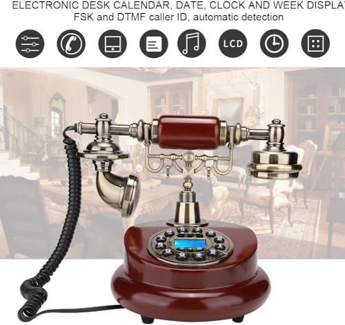 Image of Scizor Home Office Decor Landlines Fashion Creative Antique European Pastoral Retro Wired Phone, Nostalgic Style, Rotary Dial, with Resin Body, Used for Office Home Living Room Telephone Line (SC-05)