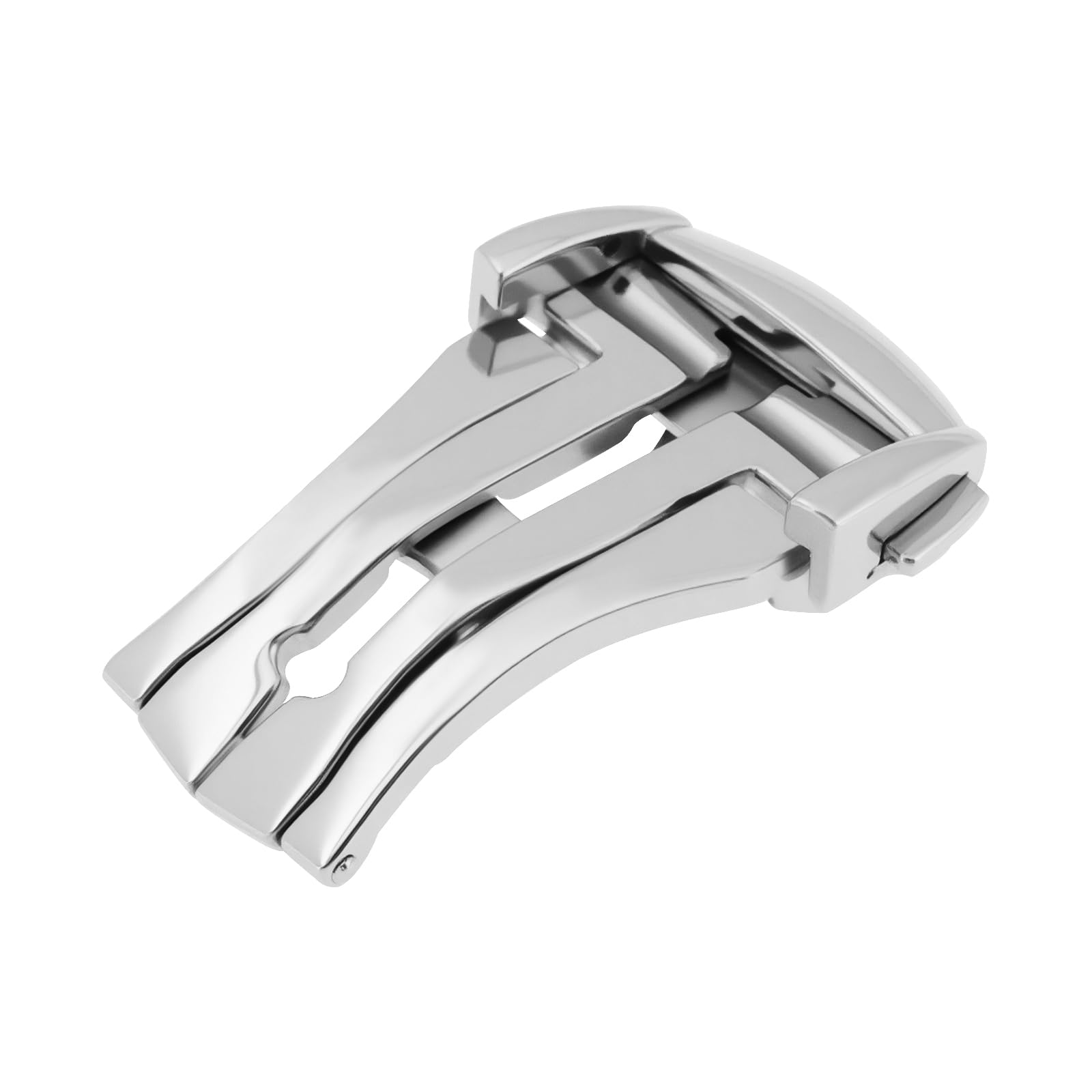 Briny River 18mm Buckle Band Clasp Stainless Steel Compatible with Omega Seamaster Planet Ocean, Silver