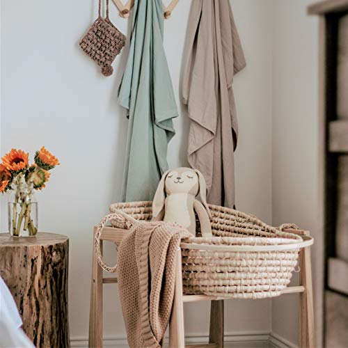 Ely's & Co. Cotton Knit Jersey Swaddle Blanket And 2 Beanie Baby Hats Gift Set, Large Receiving Blanket (Sage) #TOP4