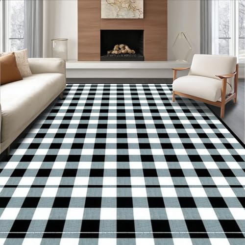 ODIKA Flatwoven High Traffic Area Rug 2x3, Classic Checkered Bathroom