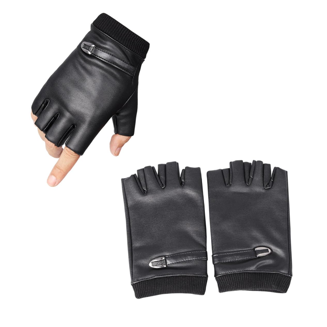 Ipetboom 2 Pair Breathable PU Leather Half Finger Gloves for Unisex Biking Fishing Outdoor Activities Shockproof Sweat Windproof Design for Comfort and Safety