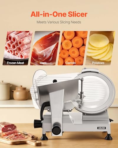 Image of VEVOR Commercial Meat Slicer 12 inch Electric Food Frozen Deli Slicers 400W