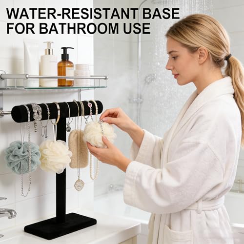 Image of Barelove Jewelry Stand Display 1 Tier, Black Velvet T-Bar Bracelet Watch Bangle Necklace Holder for Organization Showcase or Store Display