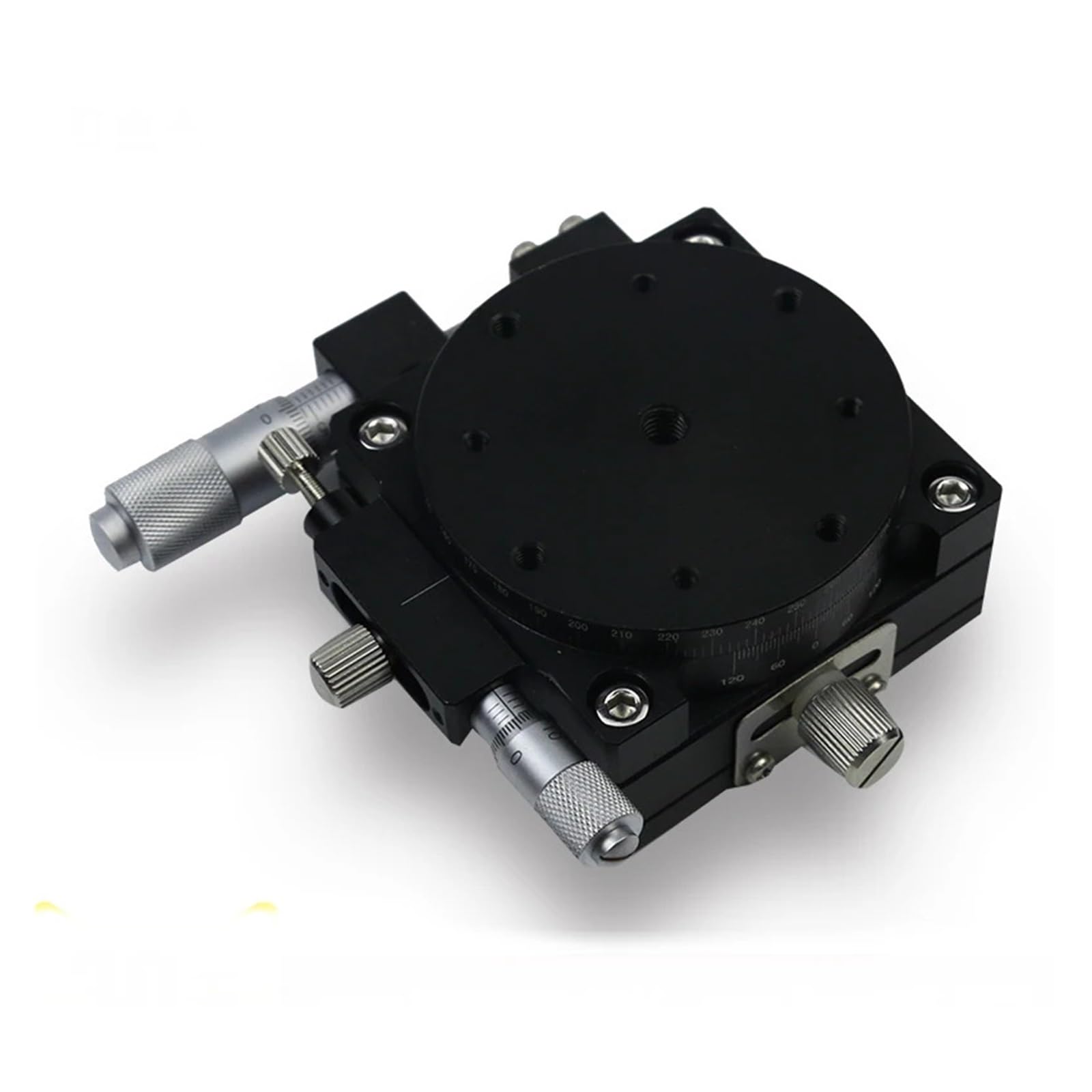 Tavola di posizionamento rotante motorizzata, slitta di spostamento manuale, asse XR 60-L, tavolo ottico di alta precisione, micrometro, piattaforma rotante di traslazione di precisione XR60-L