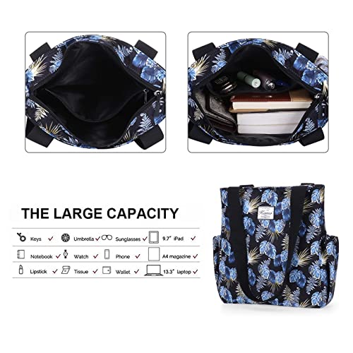 Image of KAMO Floral Tote Bag - Waterproof Lightweight Handbags Travel Shoulder Bag for Hiking Yoga Gym Swimming Travel Beach