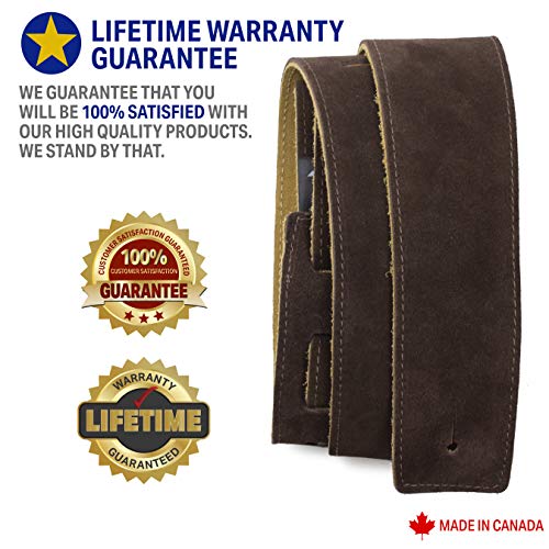 Perris Leathers P25Xxls-201 | Soft Suede Guitar Strap - Extra Long Adjustable 44.5" To 67" Long, 2.5" Inch Wide, For Acoustic, Electric & Bass Guitars, Brown #TOP2