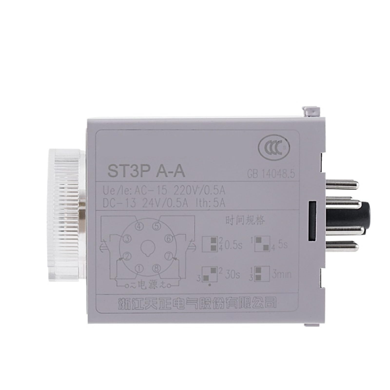 1 relé de tiempo eléctrico ST3PA-BCDEFG con retardo de encendido de 24 V, 36 V, 110 V, 220 V y 380 V.(ST3PA-B(JSZ3A-B) 10s AC220V)