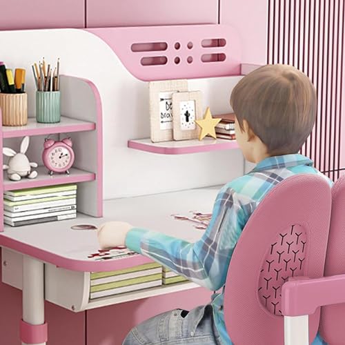 Kids-Desk-and-Chair-Set-Study-Table-and-Chair-Desk-for-Kids-Childrens-Desks-with-Golden-Distance-Design-Homeschooling-Writing-Desk-with-Desktop-for-Boys-and-Girls-Pink-3 Kids Desk and Chair Set Study Table and Chair Desk for Kids Childrens Desks with Golden Distance Design Homeschooling Writing Desk with Desktop for Boys and Girls Pink 3