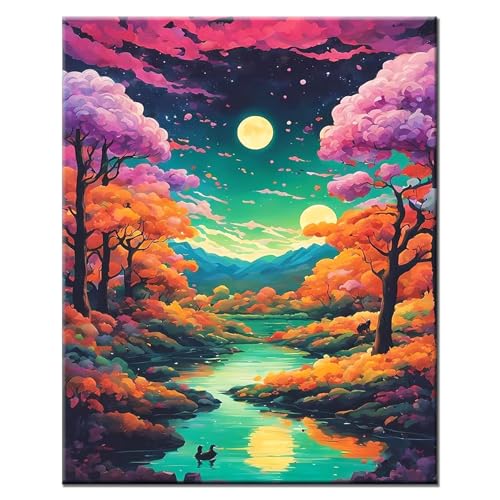 YALKIN Malen Nach Zahlen Erwachsene, Paint by Numbers Malen Nach Zahlen, DIY Landschaft mit Pinseln und Acrylfarben Handgemalt Ölgemälde Leinwand für Home Décor, Ohne Rahmen (40x50cm)