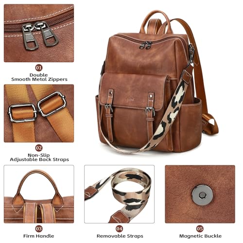 Image of AGLOD Backpack Purse for Women PU Leather Back Packs Designer Ladies Shoulder Bag Fashion Faux Work Travel Handbags