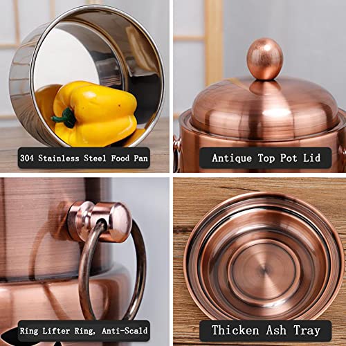 Olla caliente de cobre tradicional china para 1 persona miniatura 4