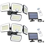 ソーラーライト 屋外 防水 分離型 センサーライト 【333LED/人感センサー/4灯式/IP65防水/5M延長コード】 自動点灯 明るい 2400mAh大容量バッテリー 防犯 (2個セット)