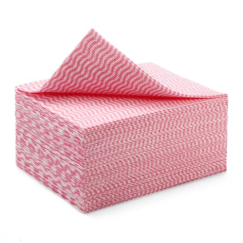 JSM 使い捨てふきん 不織布 厚手 カウンタークロス 30x40cm 50枚入 ふきん 繰り返し使用の雑巾 使い捨てには とて使用，収納しやすい (ピンク)