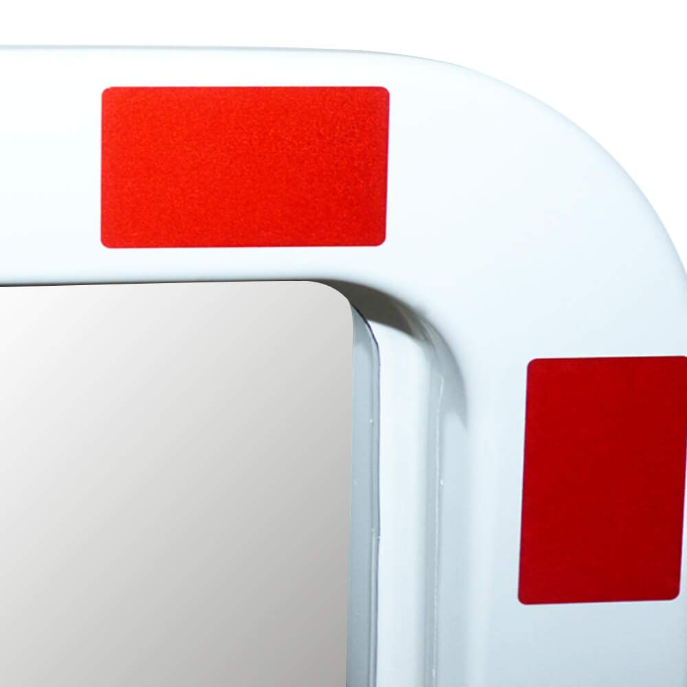MIRAC Verkehrsspiegel ULTRA, Polycarbonatglas, rot/weiß, rechteckig, 100 x 80 cm aus Glas, Kunststoff, Stahl, Art.-Nr. 45500810 | Sicherheitsspiegel | Straßenspiegel