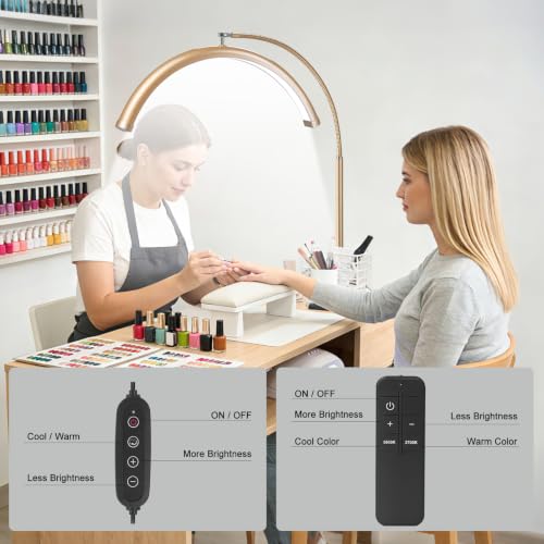 Image of Half Moon LED Floor Light - Professional Shadow-Free Lamp for Lash Techs, Estheticians & Tattoo Artists | Remote Control & Dimmable for Eyelash Extensions, Nail Art, Home & Office