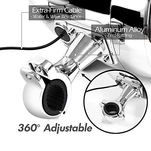 Gohawk Tn4-W Waterproof Amplifier 4" Full Range Bluetooth Motorcycle Stereo Speakers 1 To 1.25 In. Handlebar Mount Audio Amp System Harley Touring Cruiser Atv 4-Wheeler, Usb, Aux, Fm Radio #TOP6