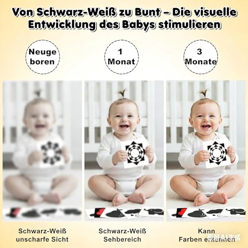 Perbabe Kontrastkarten Baby - 29 Pcs Montessori Baby Spielzeug 0-12 Monate, Greifring, Beißring und Aufbewahrungstasche Baby-Party – Ansicht 3