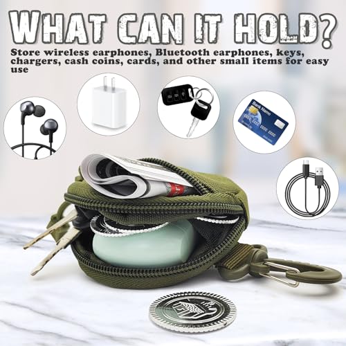 Outdoor Coin Purse for Men, Nylon Coin Wallet Small Coin Pouch with Removable Hook, Lightweight Small Coin Bag Change Pouch Coin Purses for Hiking, Climbing, Cycling, Shopping (black)3
