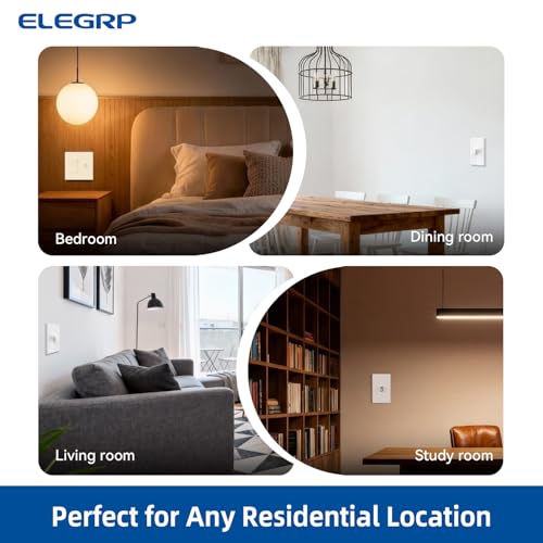 Image of ELEGRP Digital Dimmer Switch for LED /CFL, Toggle Dimmer Switch with Decorative Frameless Design Wallplate, Single Pole /3-Way, UL Listed, 2 Pack, White