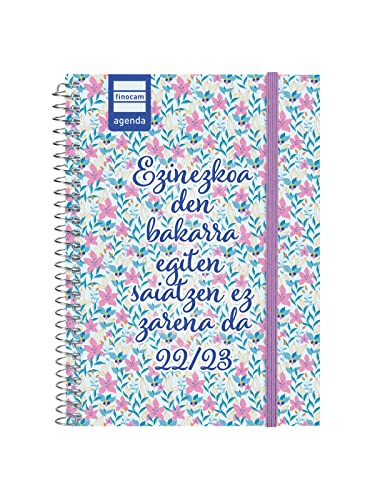 Finocam, Agenda 2022 2023 Secundaria Semana Vista Horizontal Septiembre 2022, Junio 2023 (curso lectivo), Julio y Agosto resumidos, Imposible Euskera, PEQUEÑO, 8, 120x164 mm