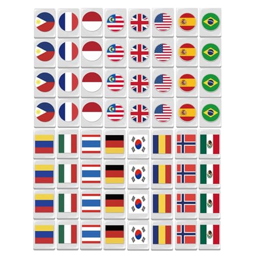 Jeu de Mahjong 64 tuiles avec motif drapeau pour s'amuser en famille