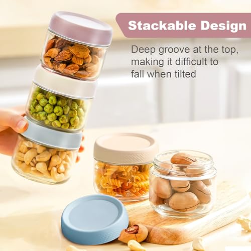 INCETUE 350 ml/12 oz Glass Clear Storage Canister with Airtight Lid, 4 Pack Small Cute Decorative Containers Jar for Overnight Oats, Salad, Yogurt, Cereal, Fruit, Snacks, Spice, Sugar, Coffee, Candy - Cosy Home Interiors INCETUE 350 ml/12 oz Glass Clear Storage Canister with Airtight Lid, 4 Pack Small Cute Decorative Containers Jar for Overnight Oats, Salad, Yogurt, Cereal, Fruit, Snacks, Spice, Sugar, Coffee, Candy - Image 4
