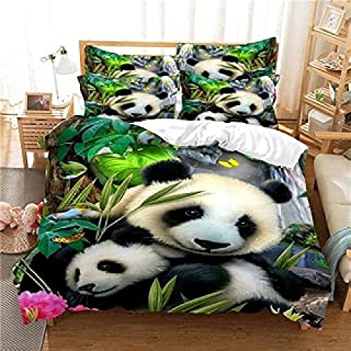 MAODU Parure de Lit 90x190 Enfant Panda Housse de Couette 1 Personne avec Fermeture Éclair avec 1 Taie d'oreiller 65x65 cm - Sets de Housse Couette en Microfibre