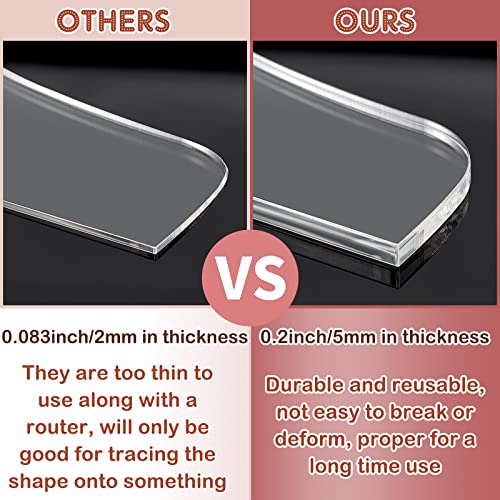 frienda 6 pcs charcuterie board template acrylic router template cutting board for woodworking thick handle with 3 pens angled curvy stencils guide tools for kitchenclassic