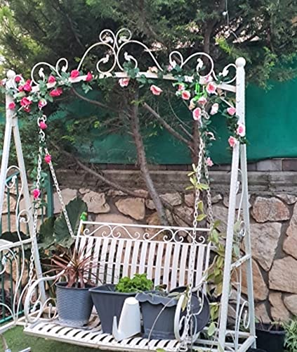 Sequpr 2 Pcs Artificial Hanging Flowers, 2.95 Ft Artificial Roses Flowers For Outdoors Decor, Fake Rose Garland Basket Plants For Wall Backdrop/Window Box/Office/Hotel/Car/Home Decor(Rose Red) #TOP6