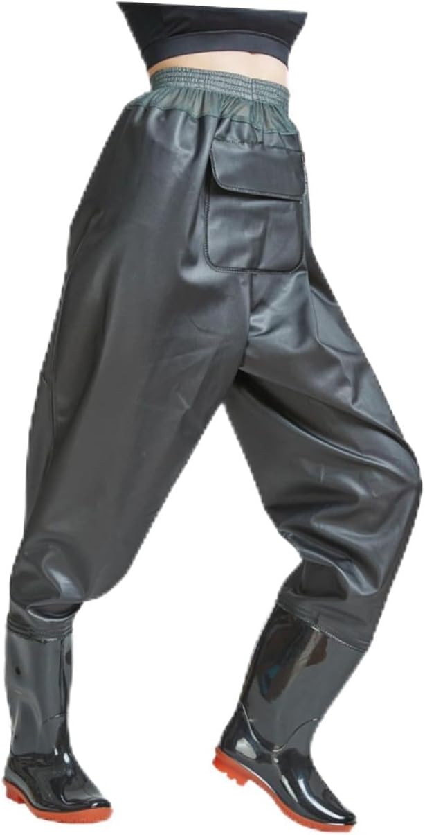 Breathable Half Body Fishing Pants Sole Lightweight and Comfortable for Outdoor Activities Black and Green