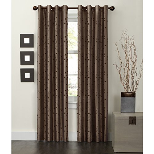 MAYTEX Jardin Thermal Blackout Room Darkening Faux Silk Embroidered Single Panel Grommet Window