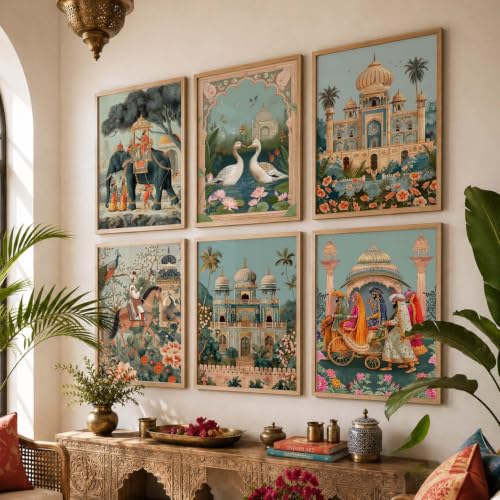 Image of kotart Pichwai Wall Art Painting for Decoration - Framed Living Room Bedroom Office Decor - Premium Digital Madhubani Paintings with Frame Home - (14X20 Inch, I)
