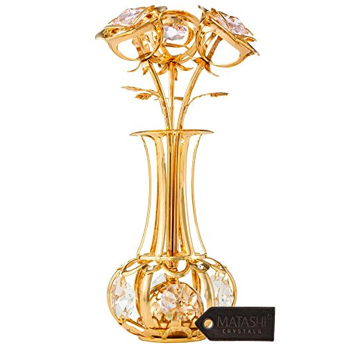 Product Image of the Matashi – 24K Gold Plated Sunflowers in Vase Ornament with Gold and Pink Crystals – Thoughtful Gift for Her, Daughter, Mother-in-Law, Wife, Grandma - Mother’s Day, Christmas, Anniversary, Thankgivings