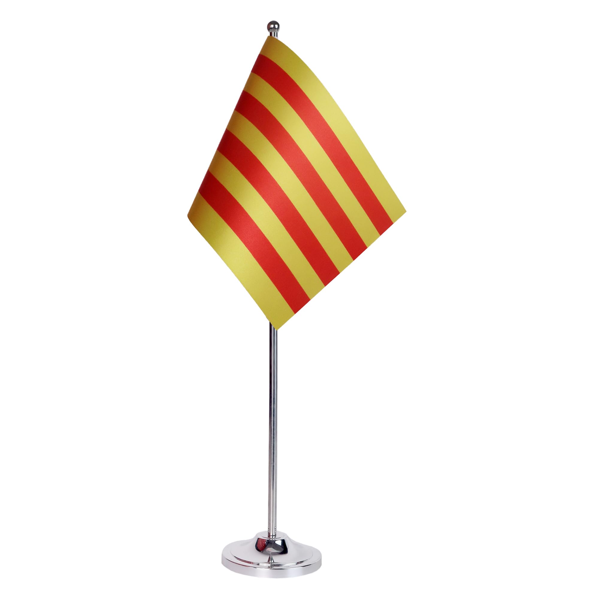 AZ FLAG Catalonia Prestige Table Flag 6'' x 9'' - Catalan Office Decoration 100% Satin 22 x 15 cm - Desk Flag with Steel Pole and Base