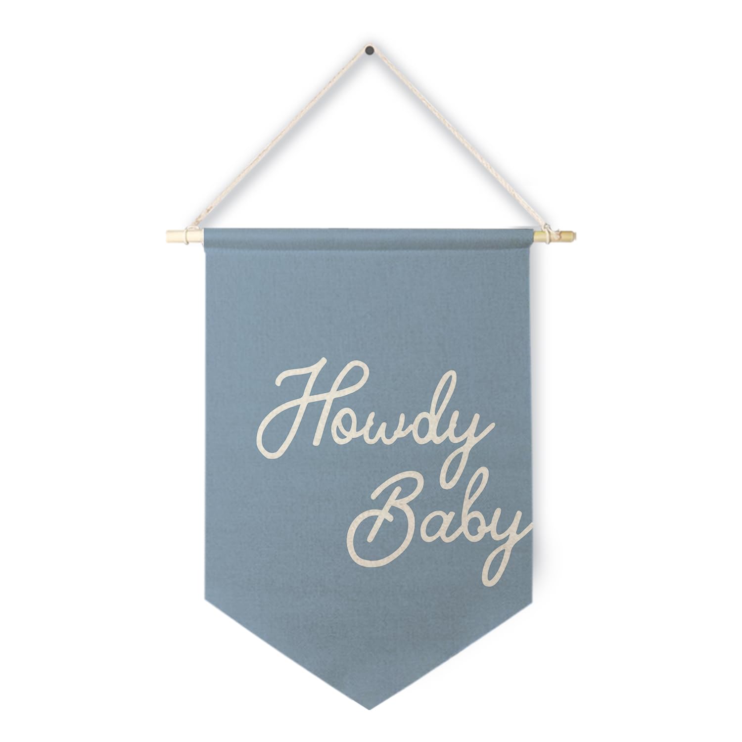 Qpenm Howdy Baby Blue Preppy Wall Hanging Canvas Banner, Western Nursery Decor, Trendy Aesthetic Blue Howdy Hanging Pennant Flag Posters Prints for Cowboy Cowgirl Room Decor