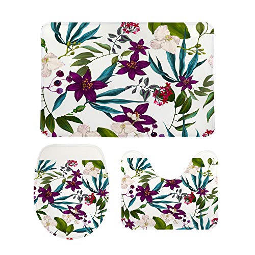 Tapis de salle de bain motif floral lot de 3 pour une ambiance bien-être